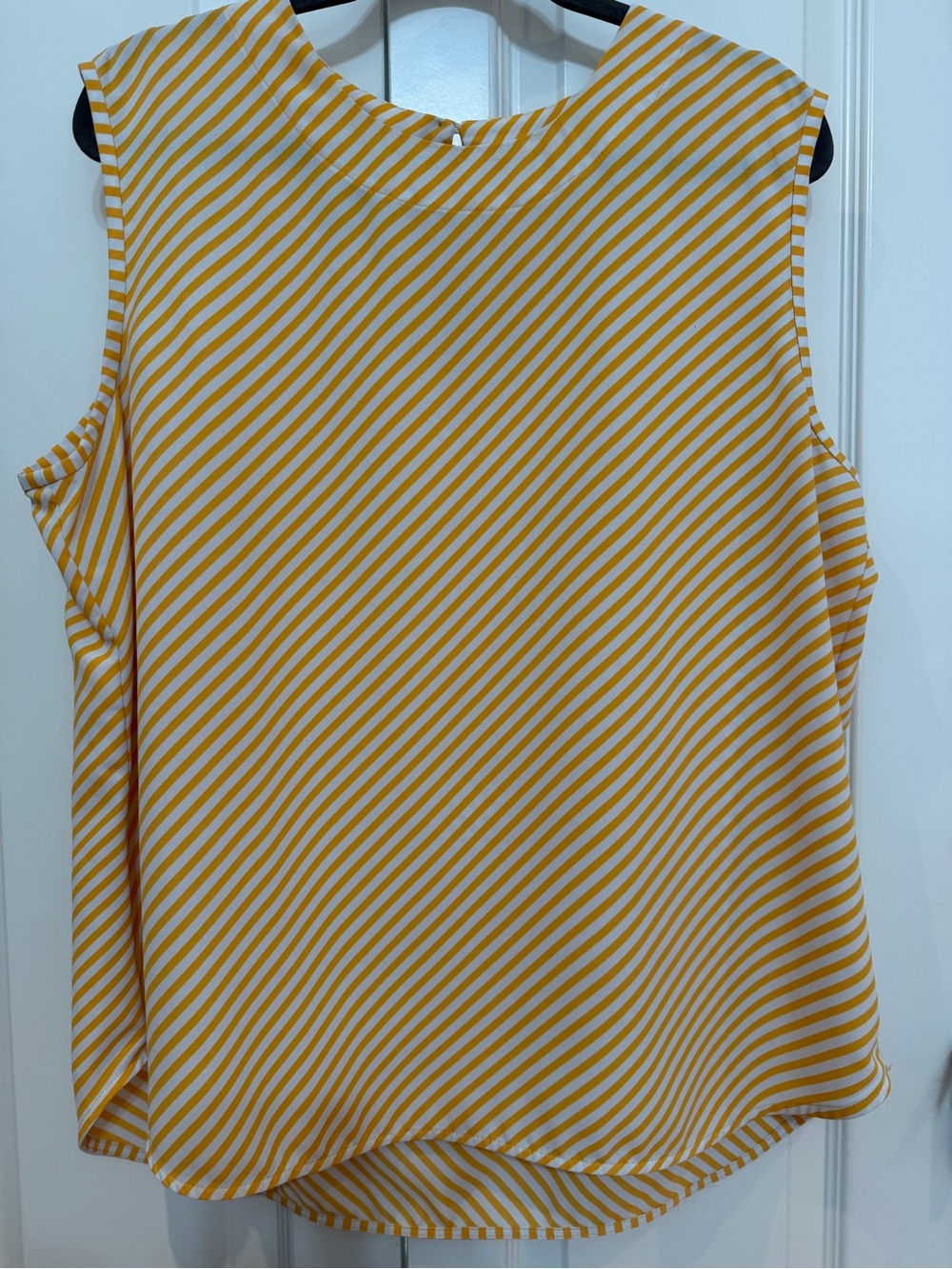 Anne Klein Yellow and White Diagonal Stripe Sleeveless Blouse